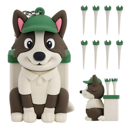 Penitue Caddie Golf Tee Holder, Including 8 Golf Ball Tees Creative Cute Cat Holder Set for Women Men Golfers Attaching to Backpack Shoulder Bag Belt