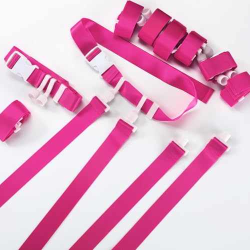 Peryiter 2/12/24/36 Player Flag Football Belt, Adjustable Football Belts and Flags for Kids Youth Adult Sport Team Training - color: Rose Pink