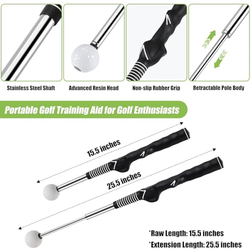 Retractable Golf Swing Training Aid, Golf Grip Trainer and Right-Handed Golf Training Aid for Chipping Hitting, Portable Grip Trainer with Click Feedback