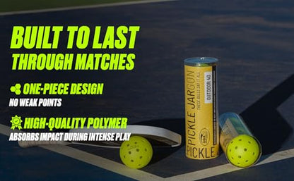 Pickleball Balls - USAPA-Approved Outdoor Balls With Witty Text, Perfect Pickleball Gift, Tournament-Grade Bounce, Wind-Resistant ( 26g Each)