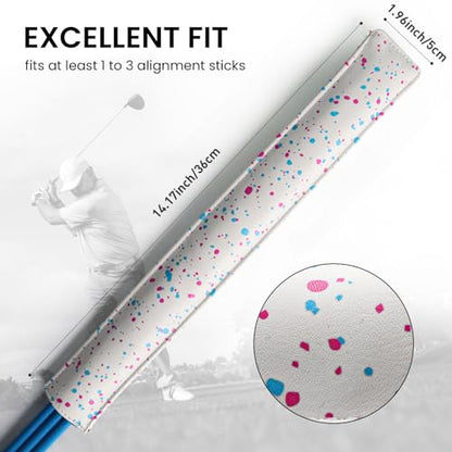FINGER TEN Golf Alignment Stick Cover Headcover Rods Holder Case Leather 14''× 2'' in USA Black White Green Hold At Least 2 Sticks - color: Dots