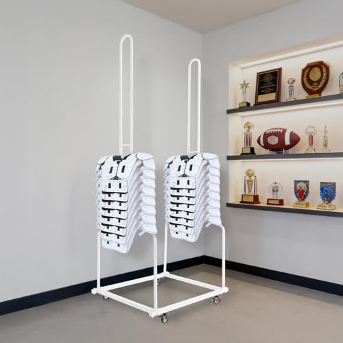 Football Shoulder Pad Rack, 100lbs Capacity Freestanding Shoulder Pads Football Organizer with 4 Rolling Casters, 69in Tall Equipment Storage Rack for Slow-Pitch Softball Baseball - color: White
