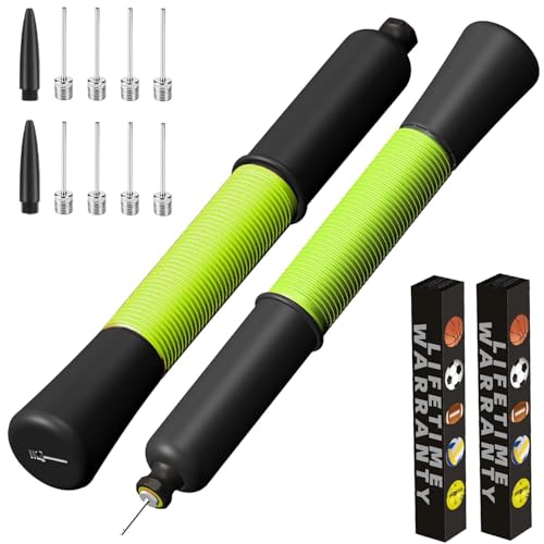 Ball Pump with Needle Storage(Never Lose Pin) Basketball Pump with 5 Needles and Extendable Cable, Soccer Football Pumps, Volleyball Pump Rugby Ball Inflator - Great for All Balls - color: Green+Green