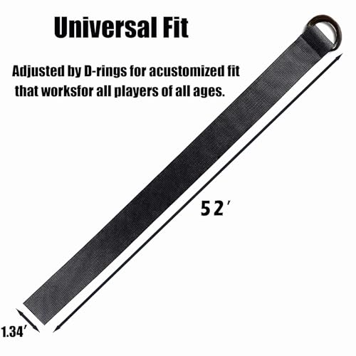 Web Football Belt with Two Stainless Steel D Rings 52" Football Pants Belt for Men Women Kids Youth Boys Girls - color: Black