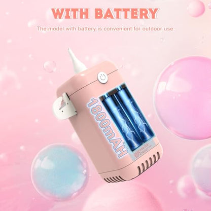 Balloon Pump Electric Air Pumps, 2-in-1 Electric Air Balloon Pump，Balloon Inflator for 260q,Foil, Latex Balloons and Sport Balls - style: Pink with Battery