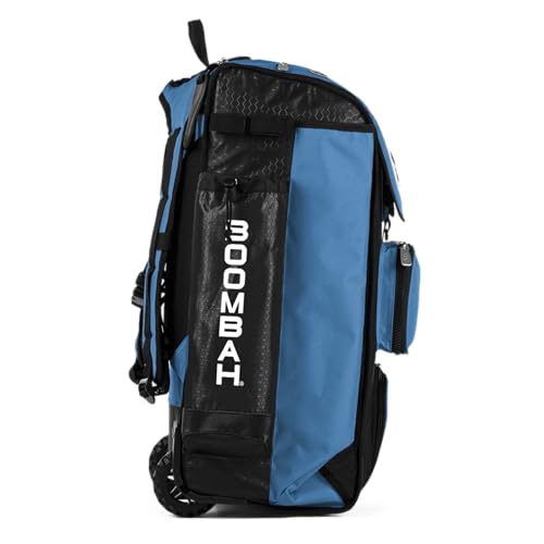 Boombah Catchers Superpack Hybrid Rolling Bat Bag - Multiple Colors - Wheeled & Backpack Version - color: Black/Columbia Blue
