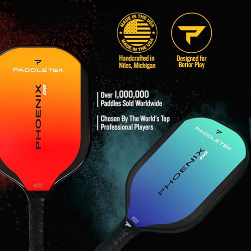 Paddletek Phoenix G6 Pickleball Paddle | Professional Pickleball Paddles with Honeycomb Core, Polycarbonate Surface, Graphite PolyCore & High Tack Performance Grip | USAPA Approved