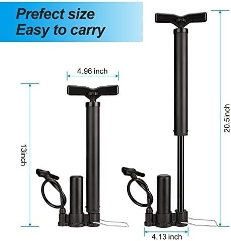 Portable Bike Pump - 160PSI High Pressure Bicycle Tire Pump for Presta & Schrader Valves - Hand Air Pump for Mountain/Road Bikes, Basketballs, Inflatables - Mini Bike Pump with Needle Included