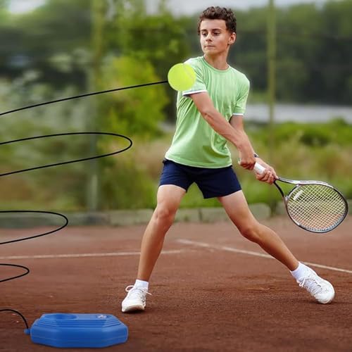 Tennis Ball Training Baseboard, Trainer Rebounder Round Rectangular Ball with Practice Elastic Strings Rope, Multifunction Tennis Practice Rebounder for Beginner Adult Home