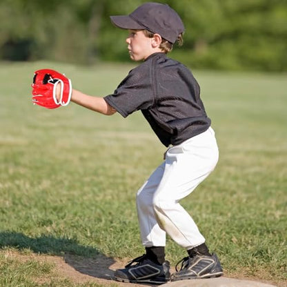 Aodaer 2 Pack T Ball Sets Baseball Glove and Ball Set for Teenager Easy Catch, Yard Lawn Game, Baseball Play - Black and Red