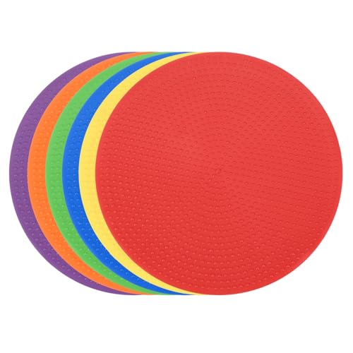 Spot Markers 4 Inch, 6 Pcs Non-Slip Floor Dots Agility Markers Flat Field Cones Poly Dots for Gym PE Speed Training Dance Soccer Basketball Sports, Multicolor