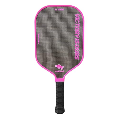 Pickleball Paddles, Carbon Fiber Pickleball Paddle High Grit & Spin with PP Honeycomb Core 16mm Thickness and Thermoformed Elongated Shape, Increased Power for Ultimate Spin & Consistency - color: Pink