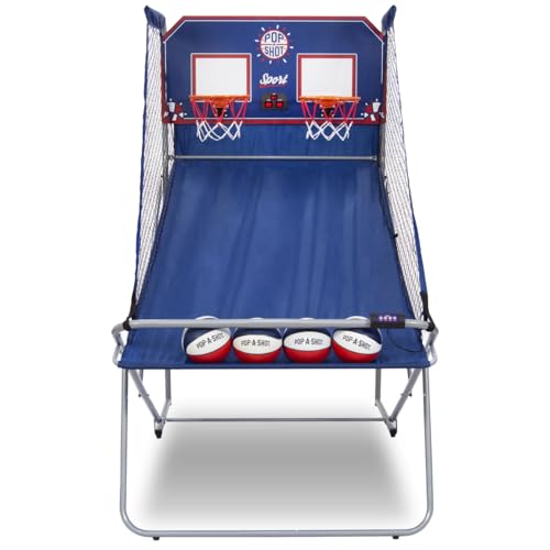 Pop-A-Shot - Dual Shot Sport | Arcade Basketball Game for Home | Paddle Scoring Hoop, 10 Game Modes, 4 Balls | Foldable for Easy Storage | Fun for All Players - color: Blue