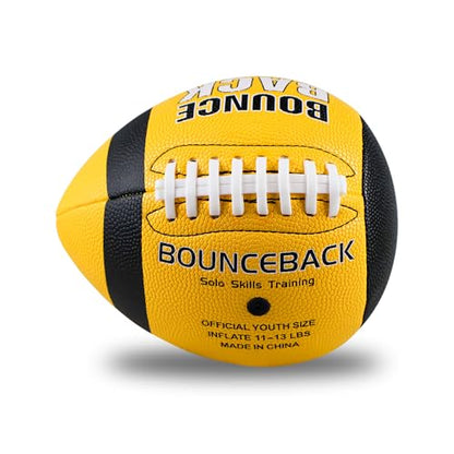 BOUNCEBACK Soft Leather Training Football, Youth Size & Official Size, Fatherless PU PassCatch Solo Enhancing Passing Catching(with Pump) - style: Yellow-7#(Ages 5-14)