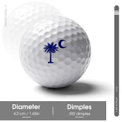 South Carolina Flag Palm Custom Golf Balls Soft Practice Training Golf Balls for Men Women Indoor Or Outdoor Use
