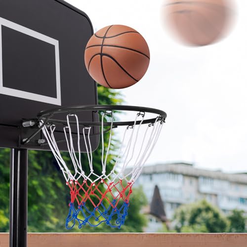 GYMAX Basketball Rim, 15/18 inch Basketball Rim Replacement with All-Weather Net, Basketball Hoop Replacement Rim Outdoor/Indoor for Wall Door Mounted