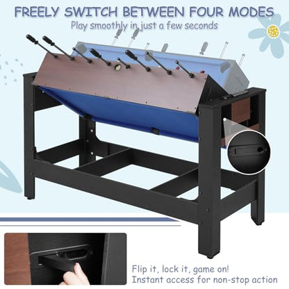 RAYKEEP 54" 4-in-1 Swivel Multi Game Table - Combo Game Table Set for Youth, Adults - Indoor and Outdoor Arcade Sports Table - Air Hockey, Billiards, Foosball, Ping Pong for Home, Game Room