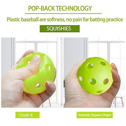 Anteer 12 Pack Plastic Baseball Practice Baseballs for Hitting, Indoor Outdoor Lightweight Balls Baseball Batting Training - color: Green
