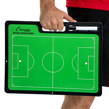 Champion Sports Large & XL Dry Erase Board For Coaching - Whiteboards for Strategizing, Techniques, Plays - 2-Sided Boards with Front Side Full Field - Backside Half Field and Lineup - color: Soccer, style: XL Coaches Board