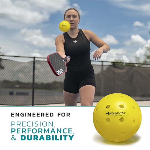 Diadem The Official Pickleball Balls | Fast and Durable Crack-Resistant Seamless, Outdoor, USAPA Approved for Tournament Play (Yellow, 3 Pack)