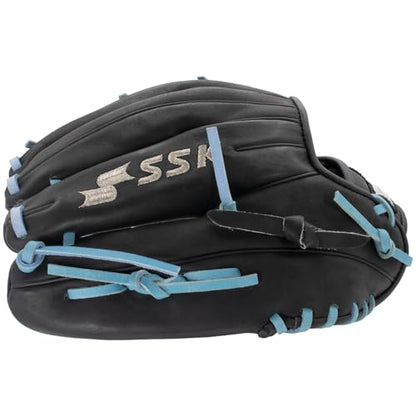 SSK Z5 Craftsman Youth Baseball Glove – 10.5” – 11” – 11.25” – 11.5” Right & Left Hand Throw - color: Black/Columbia - I Web, size: 11.5" - Left Hand Throw