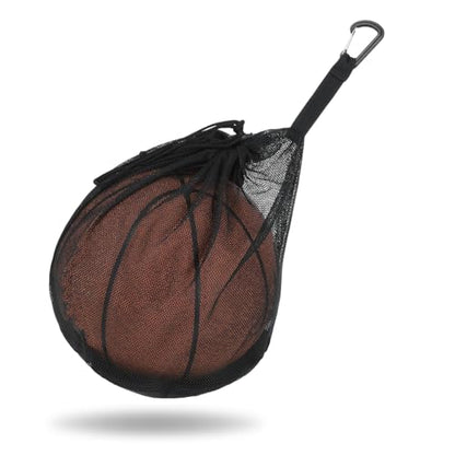 Single Mesh Ball Bag with Zipper Pocket Ball Storage Bags with Double Hook Portable Drawstring Sling Back Bag for Carrying Basketball Football Volleyball Soccer Rugby, Fits All Kinds of Backpacks
