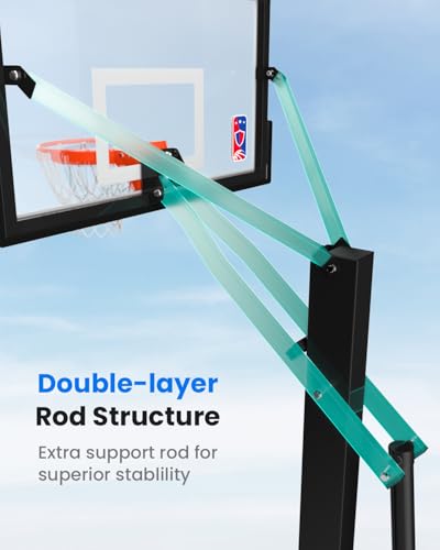 IGL In Ground Basketball Hoops Outdoor, 52-60 Inch Inground Basketball Hoop, 10ft Height Adjustable In Ground Basketball Goal with Shatterproof Backboard & 18 Inch Pro-Style Breakaway Rim - size: 60 in Square