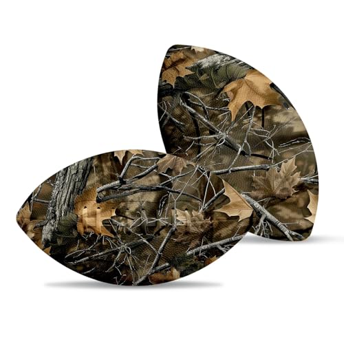 American Football, Official Size 11.9 x 7.3 Inch, Premium Composite Leather High-Grip Ball with Pro-Style Lacing, Unique Prints for Training, Games & Gifts - color: Camo Tree