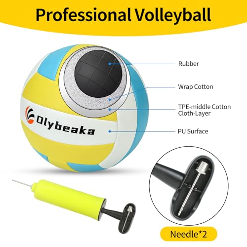 20FT Outdoor Volleyball Net Set System for Backyard Beach with Anti-Sagging Net, Iron Adjustable Height Poles, Soft PU Volleyball and Pump, Carry Bag - Instant Set Up & Durable - color: Black and Green