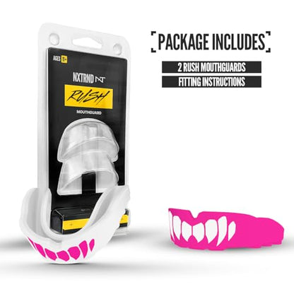 2 Pack Nxtrnd Rush Dual Layer Mouthguard, Custom Fit Sports Mouthpiece for Football, Boxing, MMA, Basketball, Hockey, Lacrosse, Youth & Adult (Pink) - color: Pink