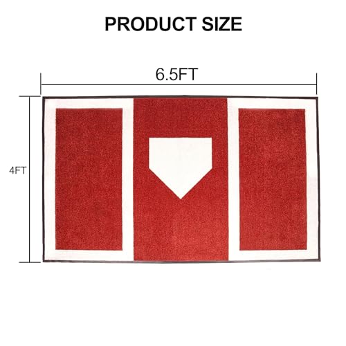 Anti-Slip Baseball Hitting Mat & Softball Training Mat - Thickened Batting Cage Mat for Stance Practice, 6.5 x 4 Feet