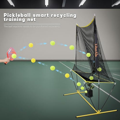 Portable Net & Carbon Fiber Pickleball Paddle ，Smart Recycling Net for Pickle Ball, Tennis, Baseball Practice Equipment ，Collapsible Pickleball Trainer for Indoor/Outdoor