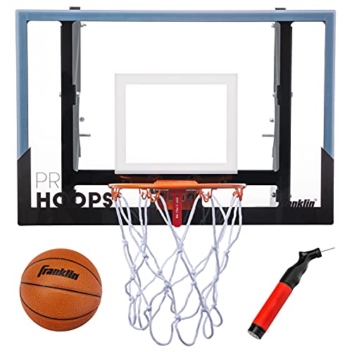 Franklin Sports Wall Mounted Basketball Hoop – Fully Adjustable – Shatter Resistant – Accessories Included Black/White