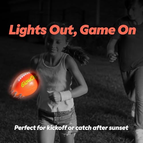 GlowCity Glow in The Dark Football - Size 3/6 Light Up Ball Gifts for Kids, Junior & Teens - Bright Football for Night Outdoor Games - Sports Birthday Gift Ideas for Boys Ages 6 7 8 9 10 11 12 13 14 - size: Size 3 (Kids/Pee Wee), style: Rubber (Pump + Box