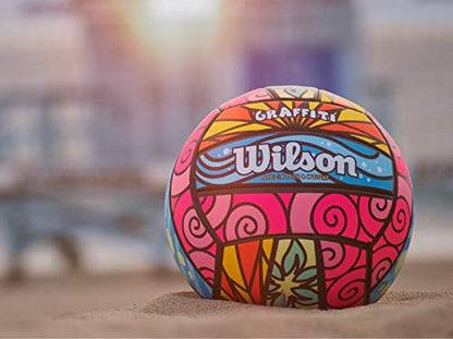 Wilson AVP Hawaii Outdoor Volleyball + Frisbee Kit - color: Blue/Yellow/Orange/Pink, style: Graffiti
