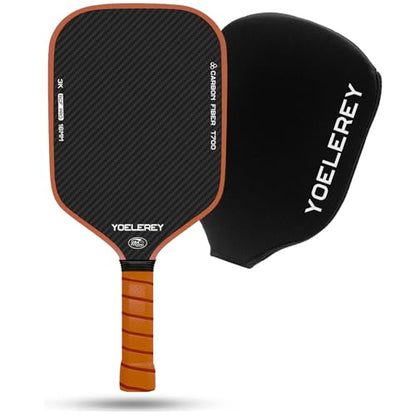 Carbon Fiber Pickleball Paddle, 3K Carbon Abrasion Surface (CAS) for Spin Friction with 16MM Honeycomb Core Pickleball Paddle, T700 Raw Carbon Fiber for Power & Consistency, USAPA Approved