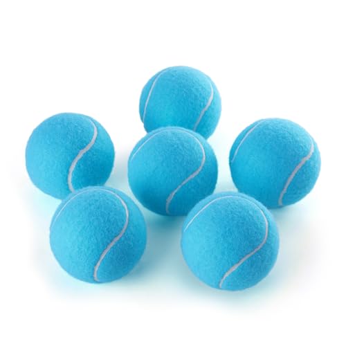 PHOEPET 6-Pack Tennis Balls for Beginner Training Practice- Bulk Dog Balls for Fetch Chew Toys(Blue) - color: Blue-6 Pack, size: Medium 2.5"- 6 Pack
