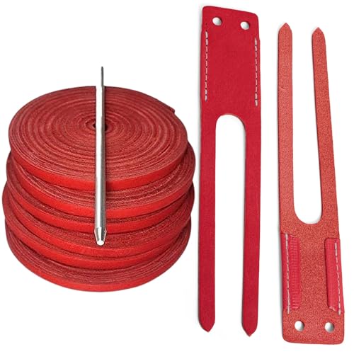 TOFL Baseball Glove Lace Kit | 6 Leather Laces, Lacing Needle, Thumb & Pinky Straps | Heavy Duty Baseball Glove Relacing Kit - color: Red