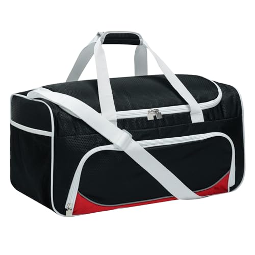 Uarition Gym Duffle Bag for Men - 55L Black Large Duffel Bags for Sports, Workout, Traveling, Durable Heavy Duty Duffel Gear Bag - color: White/Black