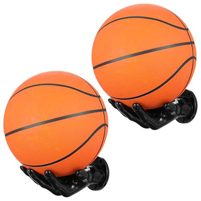 2 Pcs Basketball Holder Wall Mount Hand-Sculpted Ball Storage Rack for Basketballs, Soccer, Football Space Saving Sports Decor for Man Cave, Room, Garage Gift for Men, Boys, Basketball Fans
