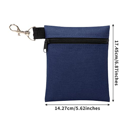 Golf Tee Pouch, 5.62 X 6.87 Inch Professional Zipper Golf Tee/Ball Pouch Bag with Metal Lobster Claw Clip - color: Navy Blue