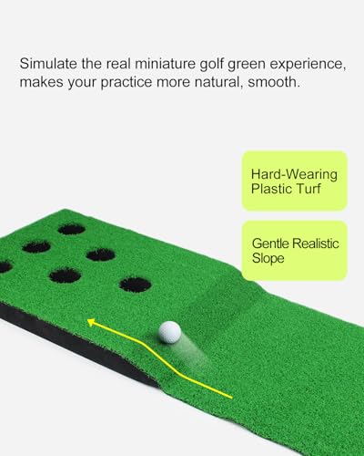 Golf Putting Game Set for Indoor & Outdoor, Portable Golf Pong Putting Green Mat with 2 Putters, 2 Balls,12 Hole Covers, 1 Storage Bag for Home, Backyard, Office & Party