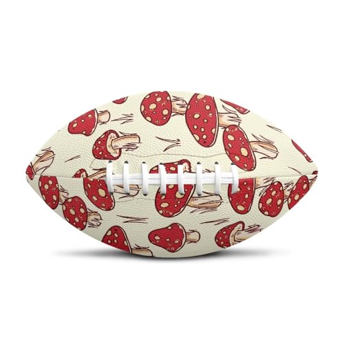 SYtrade Recreational Football Game Footballs PU Composite Leather Footballs for Training Indoor Outdoor - color: Red Mushroom Khaki