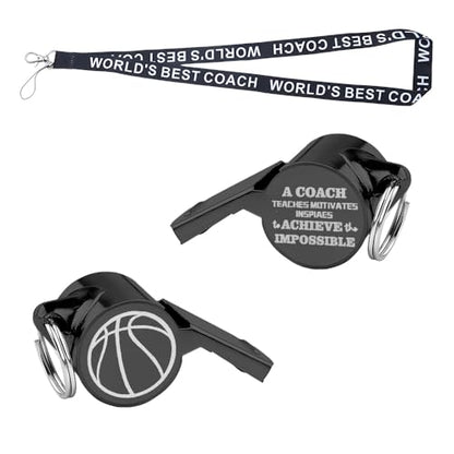 Sisadodo Best Coach Whistle with Lanyard Basketball Football Referee Coach Teacher Appreciation Gifts Lifeguard Whistle - color: black-basketball