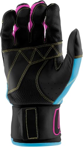 MARUCCI Blacksmith Full WRAP Adult Batting Glove V2 - color: BLACK/COLUMBIA BLUE, size: ADULT SMALL