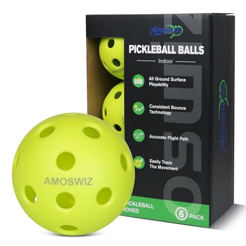 Indoor Pickleball Balls, 6/12 Pack of 26 Holes Pickleballs, USAPA Approved Indoor Pickleballs Set, High Visibility Durable Pickle Balls for Training and Tournament