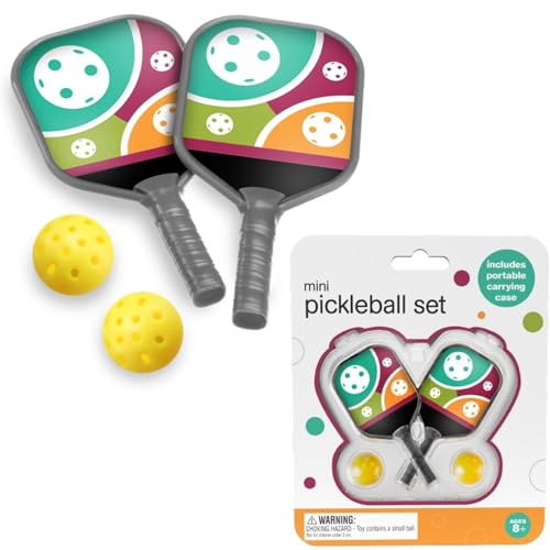 Mini Pickleball Set – Includes 2 Mini Paddles, 1 Ball, Carrying Case & Carabiner Clip – Portable Pocket-Sized Game for Travel, Office, or Gifts – Fun Desk Toy & Pickleball Lover Gift