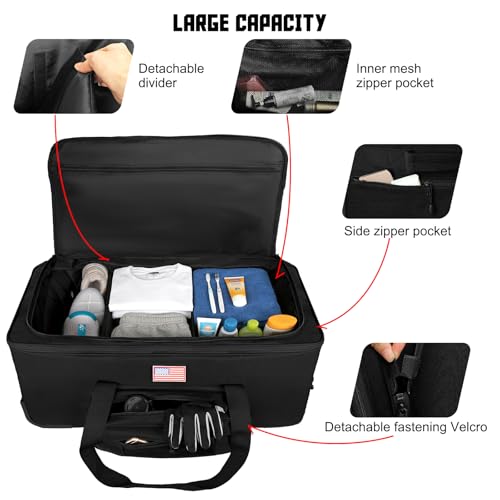 150L Large Rolling Duffle Bag with Wheels, Heavy Duty 32'' Tri-Wheel Gear Hauler for Camping,Moving Sports Equipment,Military & Airline Checked Bag Approved,Black - color: Black