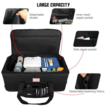 150L Large Rolling Duffle Bag with Wheels, Heavy Duty 32'' Tri-Wheel Gear Hauler for Camping,Moving Sports Equipment,Military & Airline Checked Bag Approved,Black - color: Black