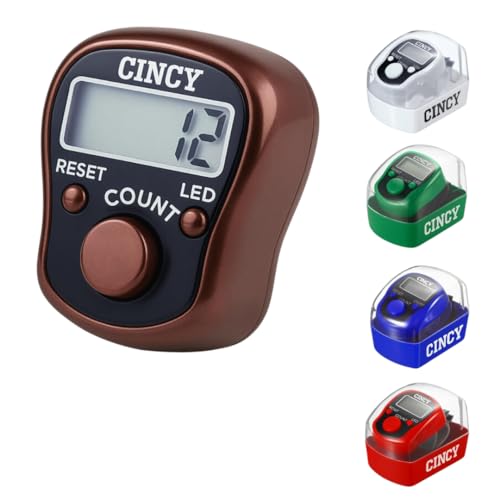 CINCY Clicker Counter with LED for Day & Night Use | Instant Reset, Accurate & Quiet, Long Battery Life | for People, Laps, Pitch, Golf, Baseball, Fish Counting, for Prayer, Everyday Prayer – 1 Pack - color: Brown